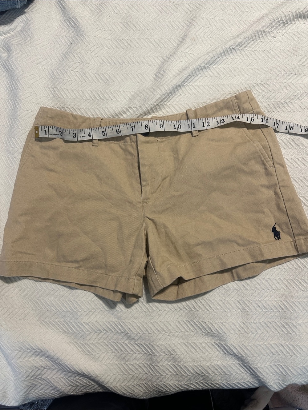 Ralph Lauren Khaki/Tan Cotton Bermuda Shorts with Polo Embroidery